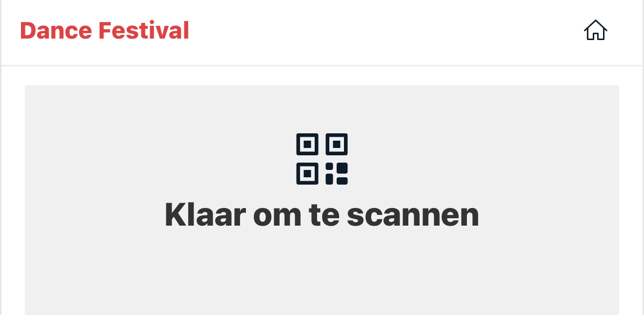 De scanner-app in de app, klaar om een ticket te scannen